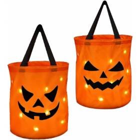 2 Bolsas Dulces Halloween Luz LED Truco o Trato Cubo Calabaza Grandes Niños 2 Bolsas Dulces Halloween Luz LED Truco o Trato Cubo Calabaza Grandes Niños