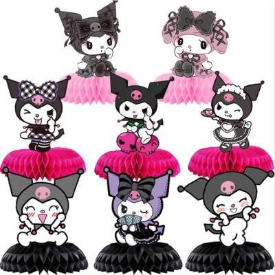 Set 8 Centros de Mesa Caricatura Kawaii Kuromi Fiesta y Decoración