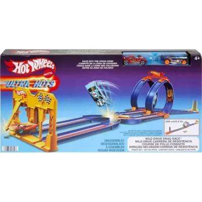 Pista Mattel Hot Wheels Wild Drive Drag Race Juego Pista Choques