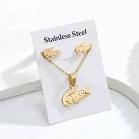 Juego Aretes y Collar Pendientes Animales Cocodrilo Mujer Elegante Moda Fiesta Regalo Juego Aretes y Collar Pendientes Animales Cocodrilo Mujer Elegante Moda Fiesta Regalo