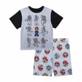 Conjunto Pijama Pantalones Camiseta Nintendo Many Marios Ajustado Conjunto Pijama Pantalones Camiseta Nintendo Many Marios Ajustado