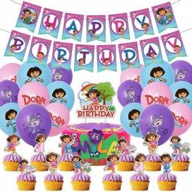 Set 18 Globos Látex Caricatura Dora Exploradora Botas Letrero Fiesta y Decoración Set 18 Globos Látex Caricatura Dora Exploradora Botas Letrero Fiesta y Decoración