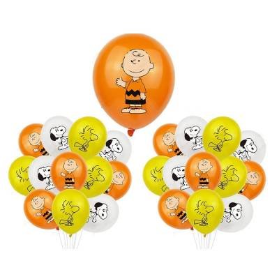 Juego 18 Globos Látex Snoopy Charly Brown Naranja