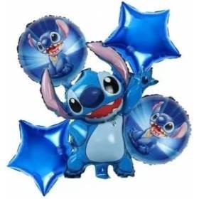Juego 5 Globos Metálico Stitch Azul Sentado Fiesta Modelo 1 Juego 5 Globos Metálico Stitch Azul Sentado Fiesta Modelo 1