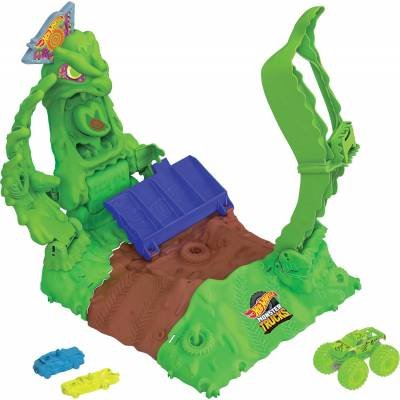 Pista Mattel Hot Wheels Monster Trucks Arena de Demolición Glow in The Dark