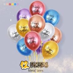 Juego 100 Globos Látex Feliz Cumpleaños Happy Birthday Fiesta Modelo 1