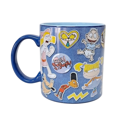 Taza Juego Regalo Cerámica Parches Personajes Nickelodeon 20oz