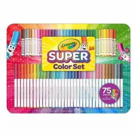 Crayola Super Color Set Artesanales 75 Piezas Marcadores y Estuche Arte Escuela
