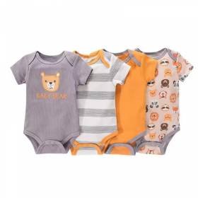 Set 4 Piezas Pañalero Mamelucos Baby Bear Tonos Naranjas Set 4 Piezas Pañalero Mamelucos Baby Bear Tonos Naranjas