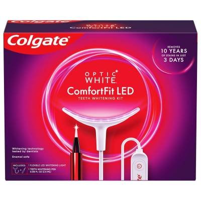 Colgate Optic White ComfortFit Kit de Blanqueamiento Dientes LED y Bolígrafo Blanqueador
