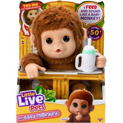 Little Live Pets My Baby Monkey Mango Juguete de Peluche Interactivo Más de 50 Sonidos y Reacciones Boca en Movimiento