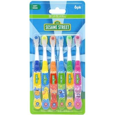 Brush Buddies Plaza Sesamo Cepillos de Dientes Manuales Niños pequeños de 2 a 4 años