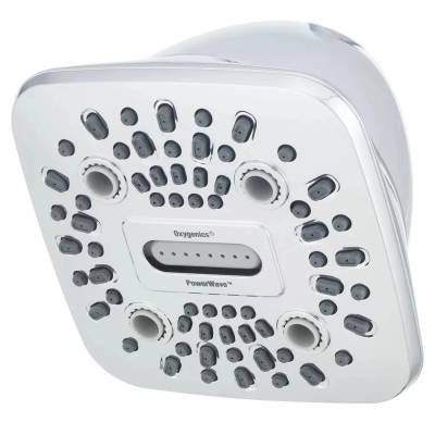 Cabezal Ducha PowerWave WaterSense 4,5" de 6 Chorros Cromado Oxygenics Certificado EPA Funciones de Masaje