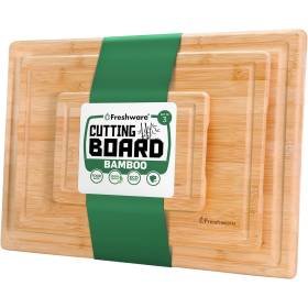 Tablas de Cortar Madera Bambú Cocina Juego de 3 Tablas Ranuras para Jugos Carne Vegetales Tablas de Cortar Madera Bambú Cocina Juego de 3 Tablas Ranuras para Jugos Carne Vegetales