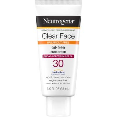 Neutrogena Clear Face Liquid Lotion Sunscreen Broad Spectrum SPF 30 3 Oz