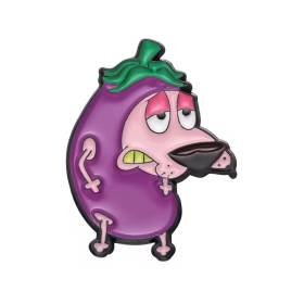 Pin Metal Esmaltado Perro Coraje Cobarde Berenjena