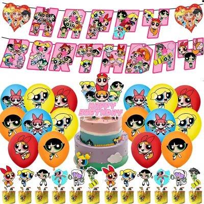 Set 16 Globos Látex Caricatura Chicas Superpoderosas Rosa Letrero Fiesta y Decoración