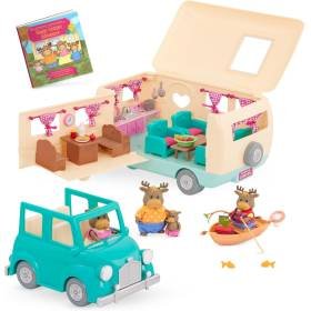 Li’l Woodzeez Set Figuras Animales Familia de Alces con Coche de Juguete Barco de pesca y Caravana con Accesorios Li’l Woodzeez Set Figuras Animales Familia de Alces con Coche de Juguete Barco de pesca y Caravana con Accesorios