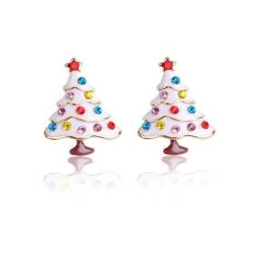 Aretes Pendientes Árbol Blanco Navidad Elegantes Mujer Elegante Moda Fiesta Regalo
