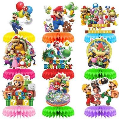 Set 9 Centros de Mesa Caricatura Mario Bowser Fiesta y Decoración