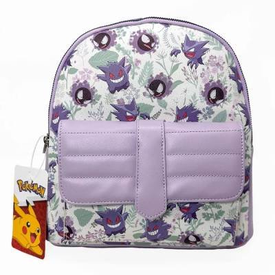 Mochila Mini Estampado Gengar Fantasmas Blanco Morado Pokemon Oficial