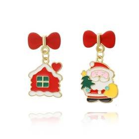 Aretes Pendientes Navidad Casa Santa Elegantes Mujer Elegante Moda Fiesta Regalo