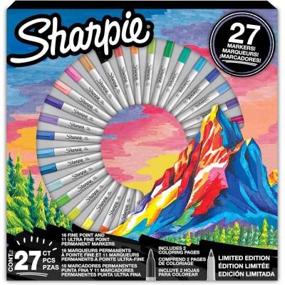 Sharpie Juego Rotuladores Permanentes Punta Fina y Ultra Fina 27 Colores