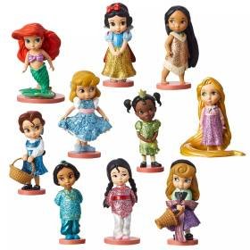 Disney Princesas Juego 10 Figuras Animator Tiana, Bella, Jazmín, Blancanieves, Cenicienta y Aurora