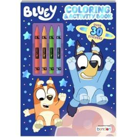 Libro Actividades y Colorantes Bluey 4 Lápices de Colores Incluye Más de 30 Pegatinas