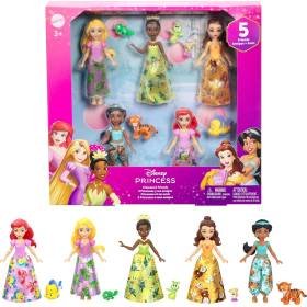 Disney Princess Conjunto y Amigos 5 Muñecas Pequeñas Atuendos Brillantes y Amigos