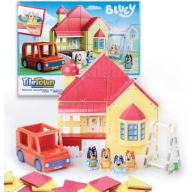 Tile Town Bluey Heeler Family Home 52 Piezas Juego de Azulejos Magnéticos Interactivo
