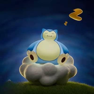 Lampara Noche LED Pokémon Snorlax Suave Escritorio Cuarto Adornos