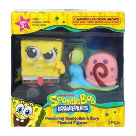 Spongebob Esponja Figura Set 2 Piezas Flocked Figures Pondering SpongeBob Gary