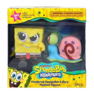 Spongebob Esponja Figura Set 2 Piezas Flocked Figures Pondering SpongeBob Gary