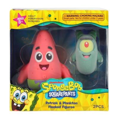 Spongebob Esponja Figura Set 2 Piezas Flocked Figures Patrick Plankton