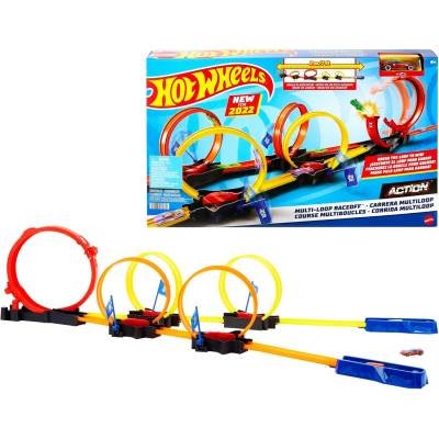 Hot Wheels Action Pista de Juguete Competencia Súper Loop con Loops Lanzamiento y 1 Vehículo