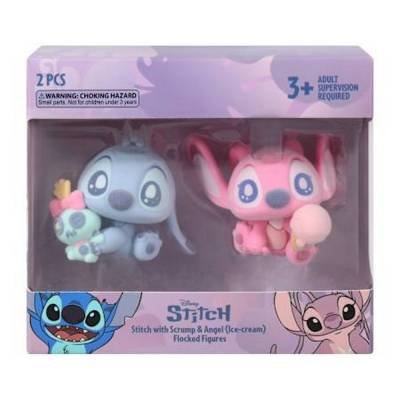 Figura Colección Disney Stitch Flocked with Scrump & Angel Ice-cream Set Regalo