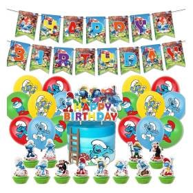 Set 16 Globos Látex Caricatura Pitufos Colorido Letrero Fiesta y Decoración