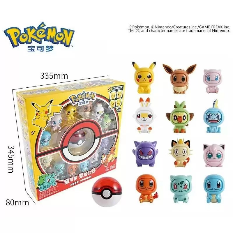 Pokemon Figuras de Accion, Picachu, Bulbasaur, Pokeball, Juguete que cambia  la cara para Niños y Niñas